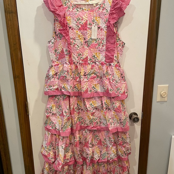 Simply Southern Dresses & Skirts - Simply Southern Pink Floral Ruffled Maxi Dress Cotton Size XL patchwork